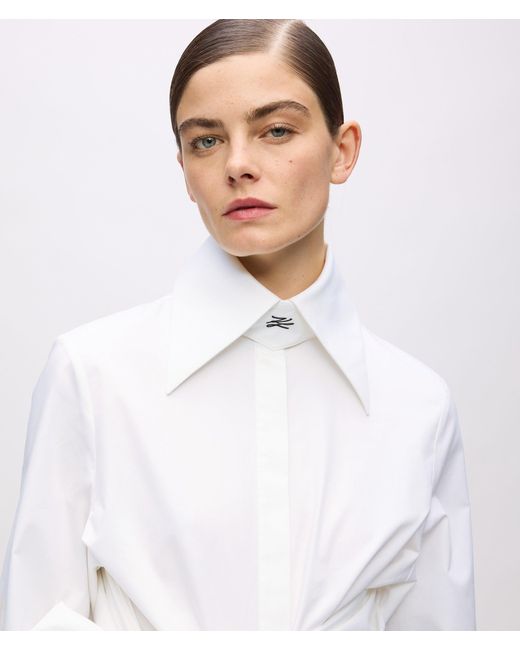 Chemise Kl Studio Avec Détail De Nœud, Femme, Taille Karl Lagerfeld en coloris White