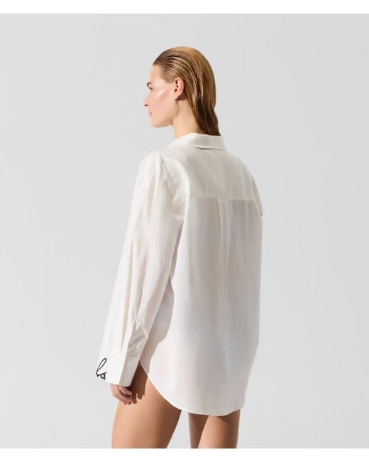 Karl Lagerfeld Blue Signature Oversized Beach Shirt