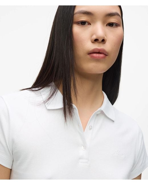 Karl Lagerfeld White Signature Piqué Polo Shirt