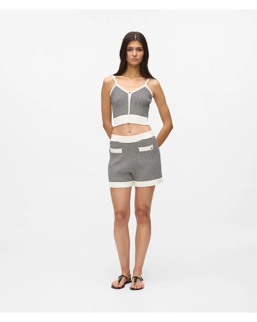 Karl Lagerfeld White Ikon Striped Knit Shorts