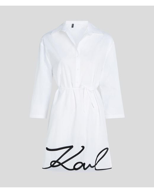 Karl Lagerfeld White Dna Signature Semi-sheer Beach Dress
