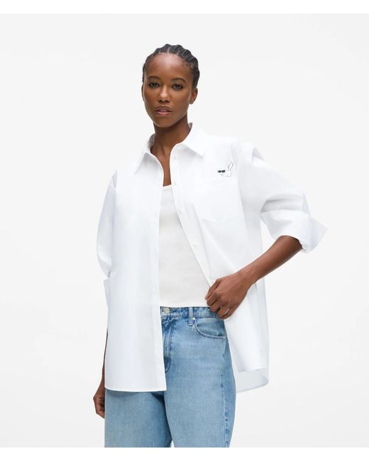 Karl Lagerfeld White Ikon Choupette Poplin Shirt