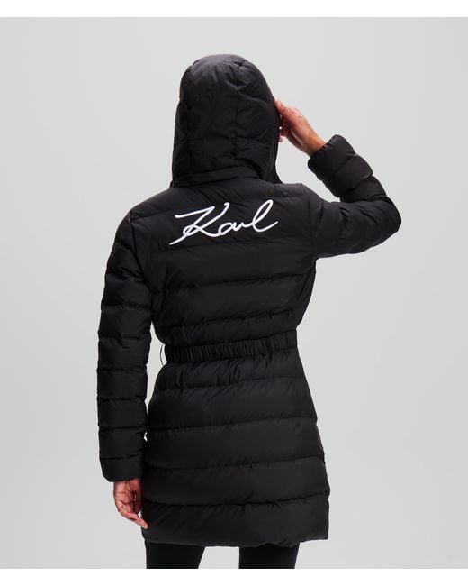 Karl Lagerfeld Black Karl Signature Long Puffer Jacket