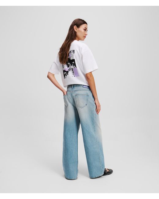 Karl Lagerfeld Blue Pleated Wide-leg Jeans