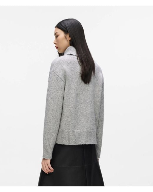 Karl Lagerfeld Gray Soutache Turtleneck Sweater