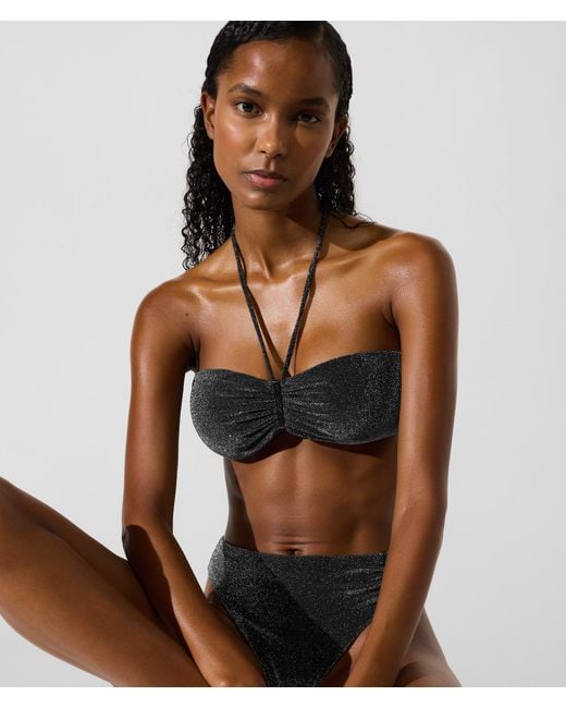 Karl Lagerfeld Brown Metallic Bandeau Bikini Top