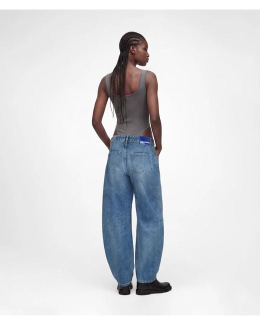 KL Jeans Blue Seamed Mid-Rise Barrel-Leg Jeans