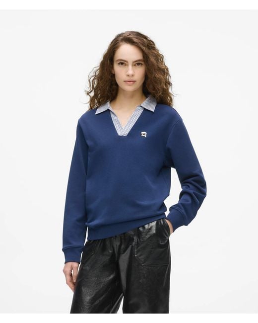 Karl Lagerfeld Blue Ikon V-Neck Sweatshirt