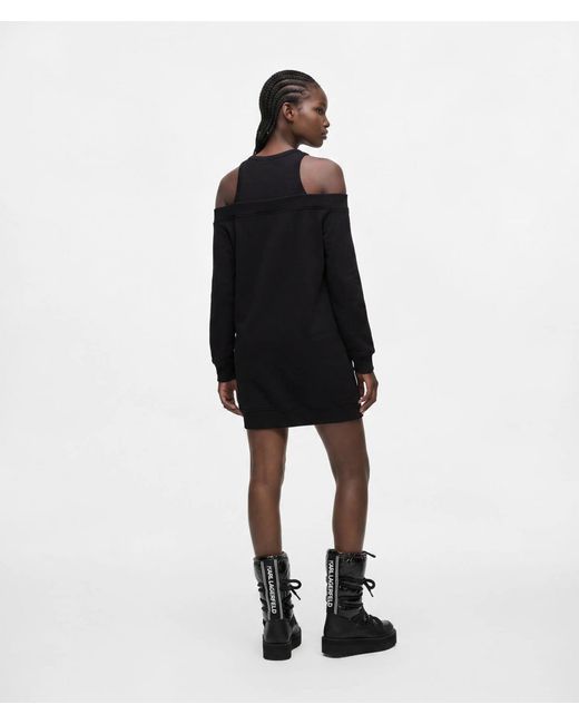 KL Jeans Black Cold-Shoulder Sweat Dress