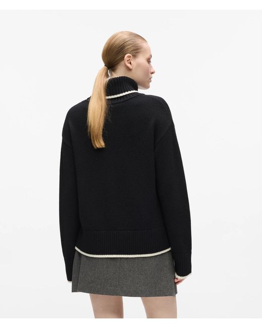 Karl Lagerfeld Black Soutache Turtleneck Sweater