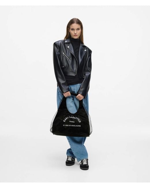 Karl Lagerfeld Black Rue St-Guillaume Mesh Hobo Bag