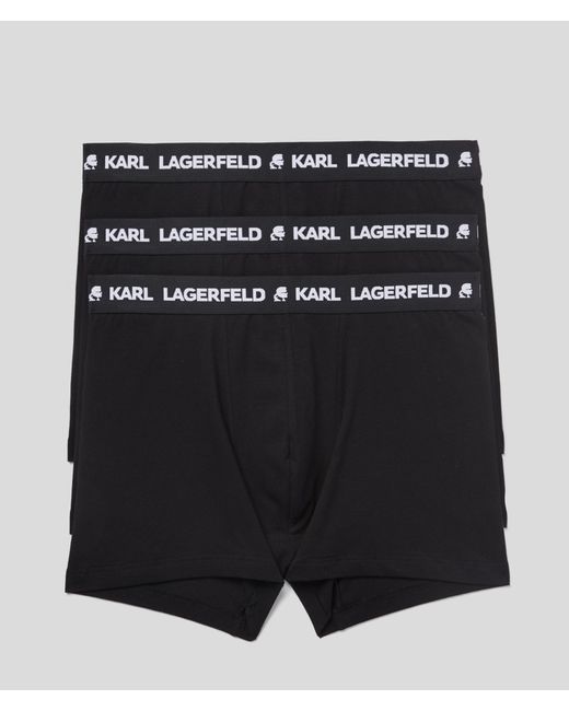 Karl Lagerfeld Black Karl Logo Monochrome Trunks - 3 Pack for men