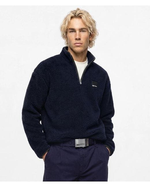 KL Jeans Blue Half-Zip Fleece Sweatshirt for men