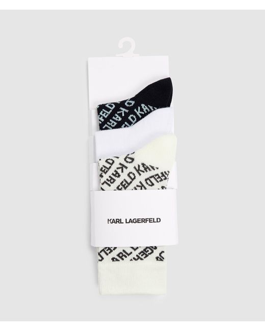 Karl Lagerfeld Metallic All-Over Logo Socks – 3 Pack, Multicoloured