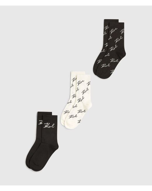 Karl Lagerfeld White Signature Print Socks