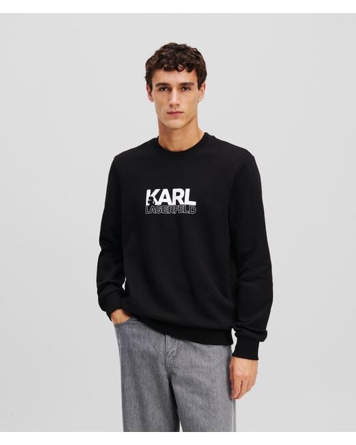 Karl Lagerfeld Black Stacked Logo Sweatshirt for men