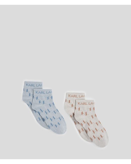 Karl Lagerfeld White K/Monogram Short Socks – 2-Pack