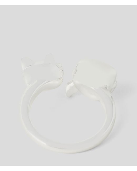 Karl Lagerfeld White K/ikonik Cuff Ring