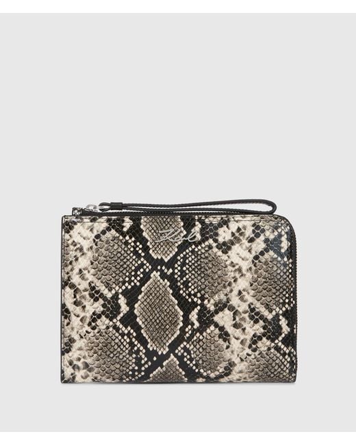 Karl Lagerfeld Gray K/Signature Python Travel Pouch