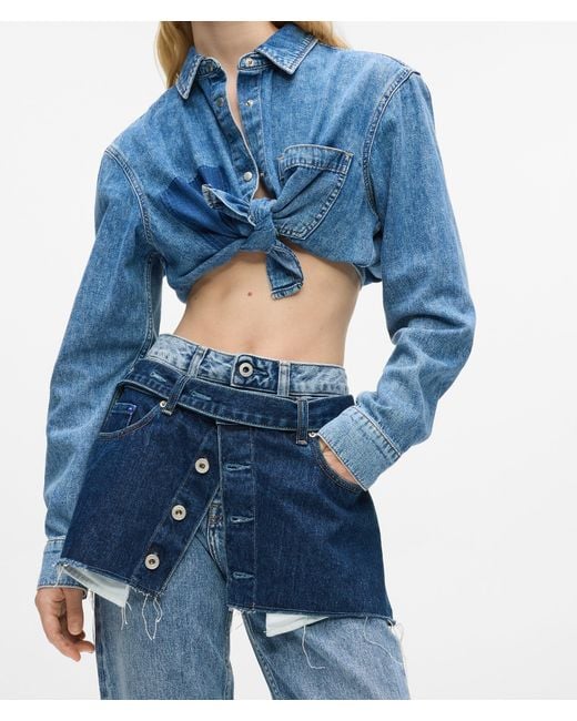 KL Jeans Blue Layered High-Rise Straight Jeans