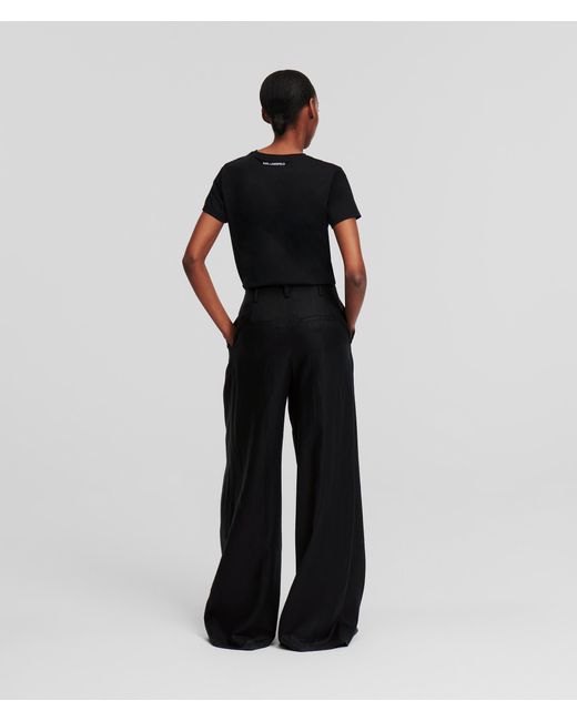 Pantalon Large À Taille Haute Karl Lagerfeld en coloris Black