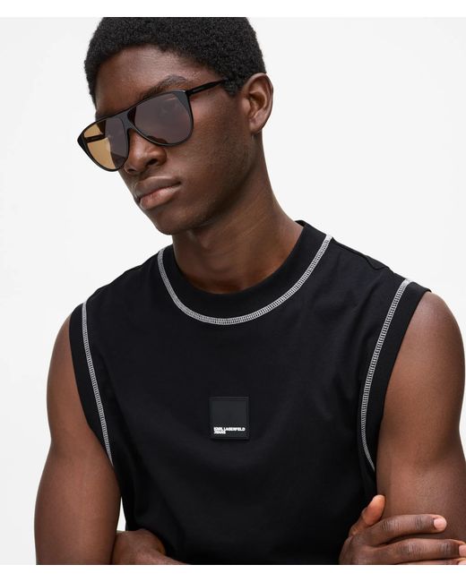KL Jeans Black Relaxed Contrast Stitch Tank Top for men