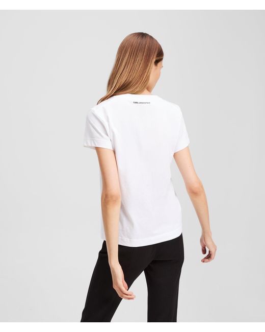 Karl Lagerfeld White Rue St-Guillaume V-Neck T-Shirt