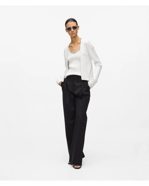 Karl Lagerfeld White Chain Detail Knit Top