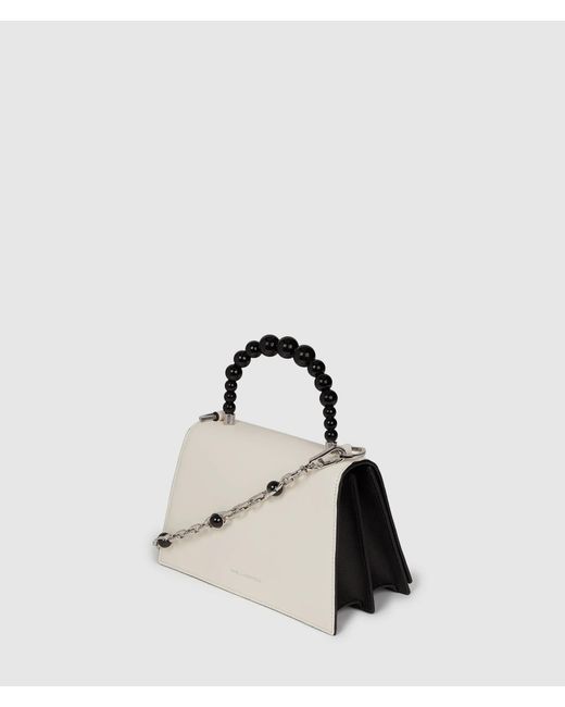 Karl Lagerfeld Black K/Signature Faux-Pearl Top Handle Bag
