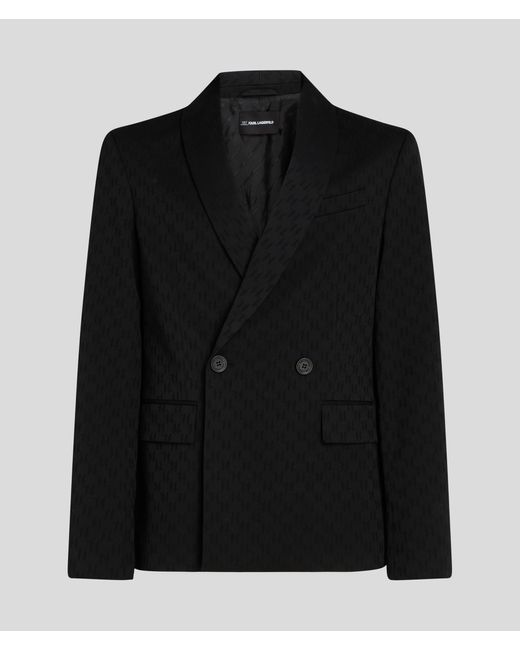 Karl Lagerfeld Black Kl Monogram Double-breasted Blazer for men