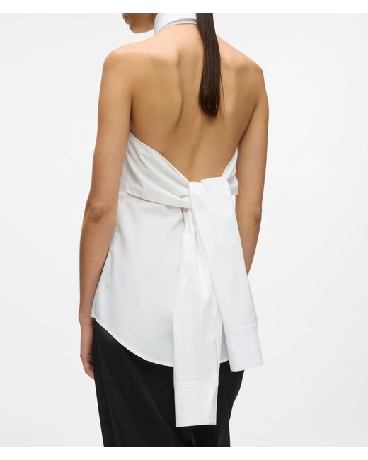 Karl Lagerfeld White Tie Back Sleeveless Shirt