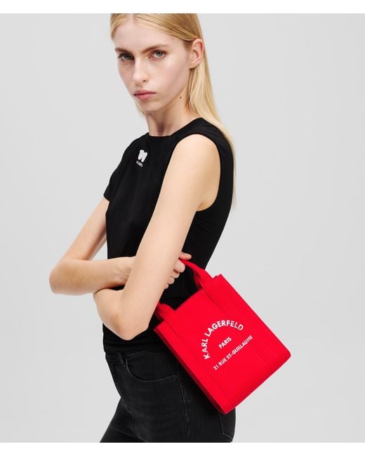 Karl Lagerfeld Red Rue St-guillaume Square Small Tote Bag