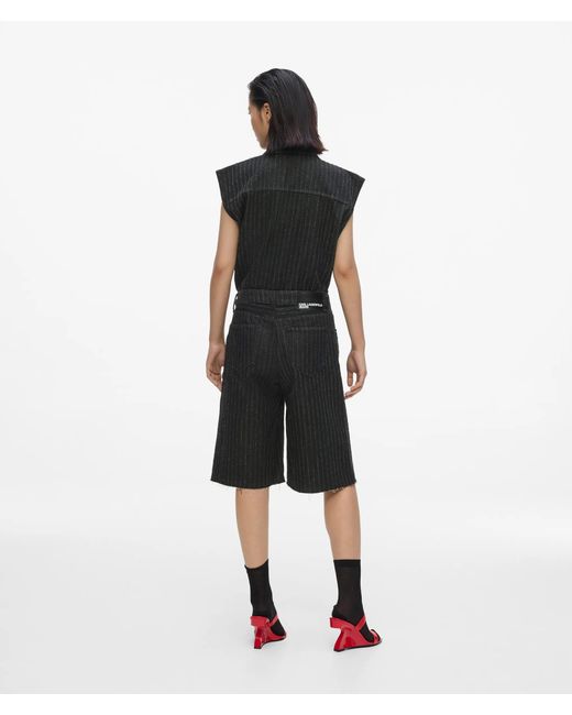 KL Jeans White Pinstripe Denim Bermuda Shorts