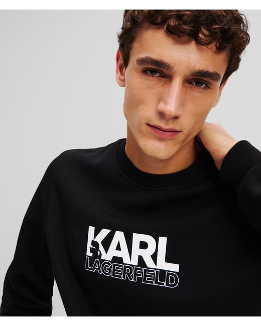 Karl Lagerfeld Black Stacked Logo Sweatshirt for men