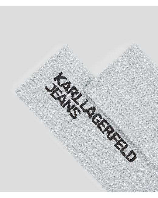 Karl Lagerfeld White Metallic Socks - 2-pack