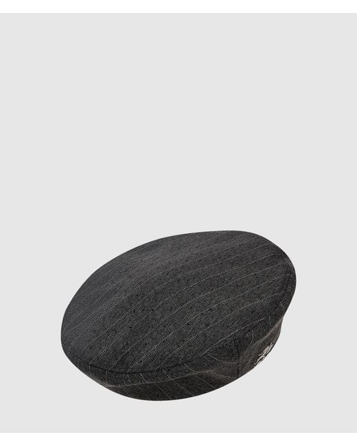 Karl Lagerfeld Gray K/Autograph Pinstripe Beret