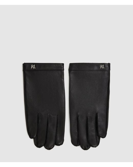 Karl Lagerfeld Black K/Monogram Leather Gloves for men