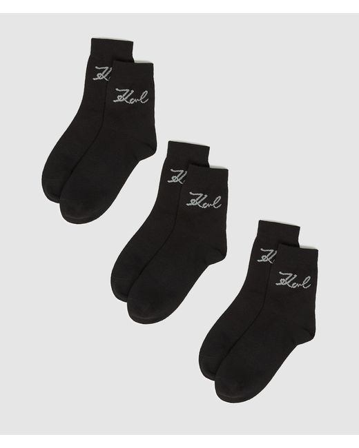 Karl Lagerfeld Black Signature Socks – 3-Pack