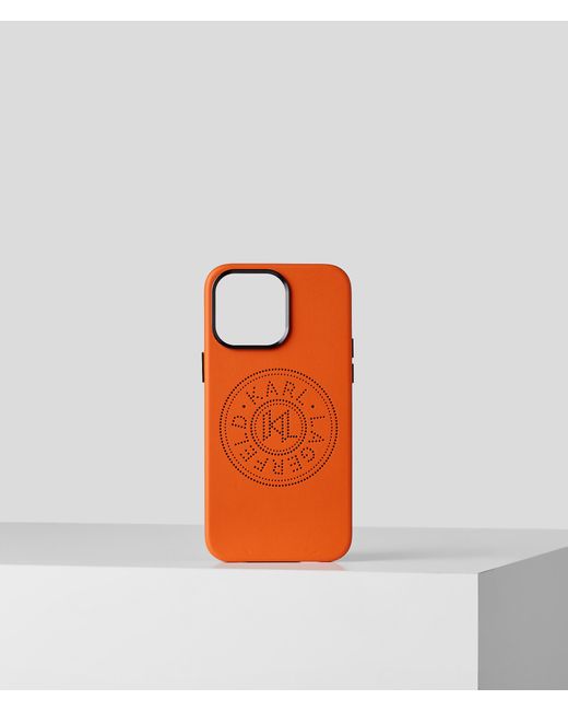 Karl Lagerfeld Orange K/circle Perforated Iphone 14 Pro Max Case