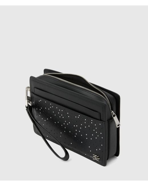 Karl Lagerfeld Black Exclusive K/Autograph Rhinestone Pouch for men