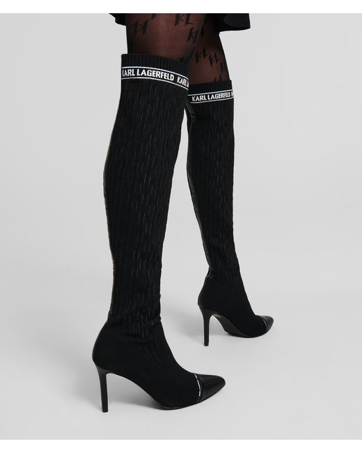 Karl Lagerfeld Black Pandara Kl Monogram Knee-high Boots
