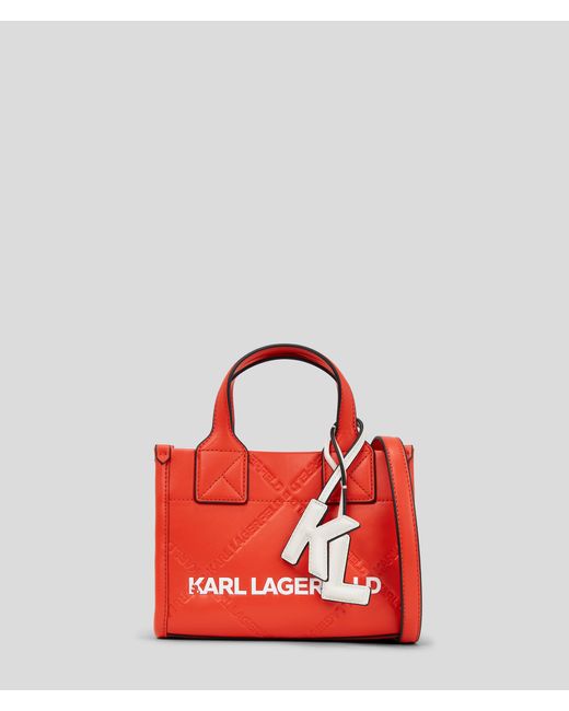 Karl Lagerfeld Red K/skuare Embossed Small Tote Bag