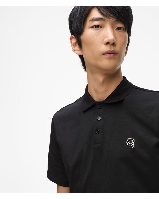 Karl Lagerfeld Black Ikon Jersey Polo Shirt for men