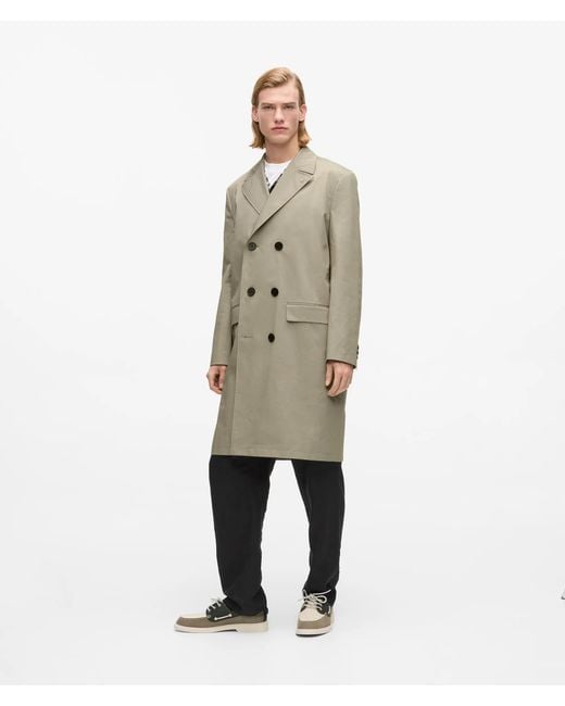 Karl Lagerfeld Natural Double Breasted Overcoat for men