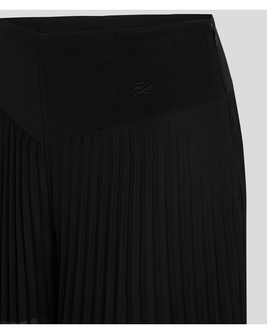 Pantalon Plissé Taille Haute Karl Lagerfeld en coloris Black