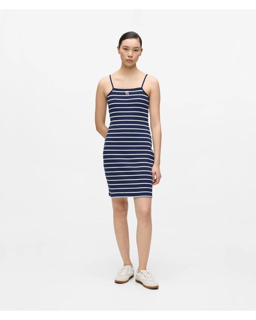 Karl Lagerfeld Blue Ikon Striped Jersey Dress
