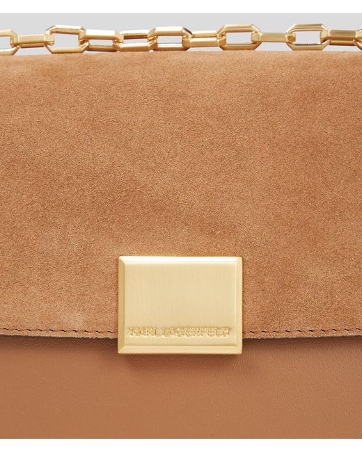 Karl Lagerfeld Brown K/forever Suede Small Crossbody Bag