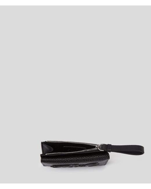 Karl Lagerfeld Black K/skuare Grainy Zip Card Holder
