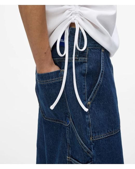 KL Jeans White Tie Detail Ruched T-Shirt