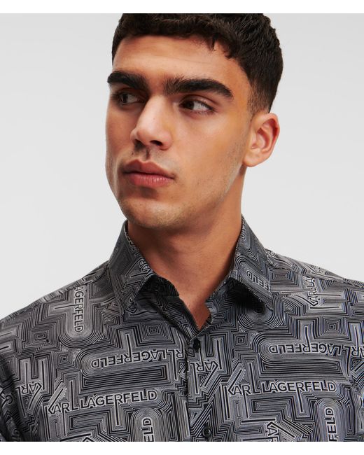 Karl Lagerfeld Gray Modern-fit Patterned Shirt for men